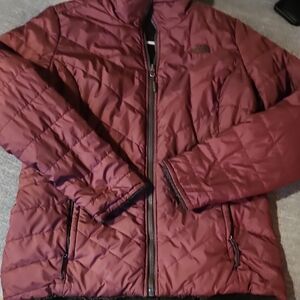 The North Face Burgundy Quilted Jacket reversible